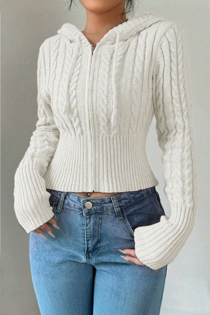 Women's Casual Solid Color Hooded Short Sweater sweatshirts Top