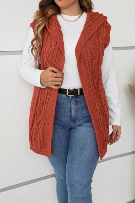 Women's casual sleeveless hooded knitted cardigan cardigans sweaters Top