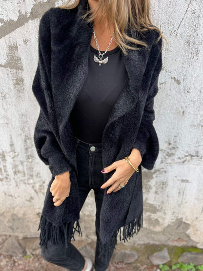 Women's Long Sleeve Casual Tassel Shawl Coat tops