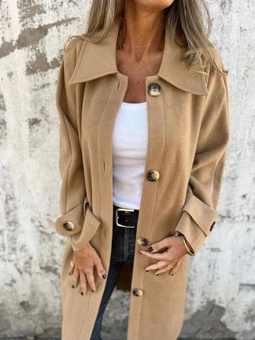 Casual Lapel Long Coat Coat Cotton