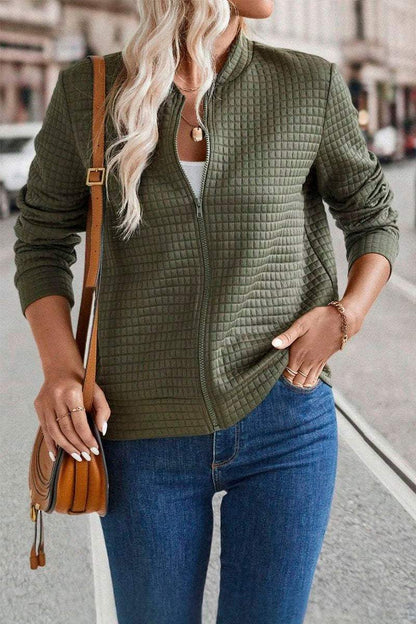 Women's Casual Solid Color Zipper Jacket coat Top