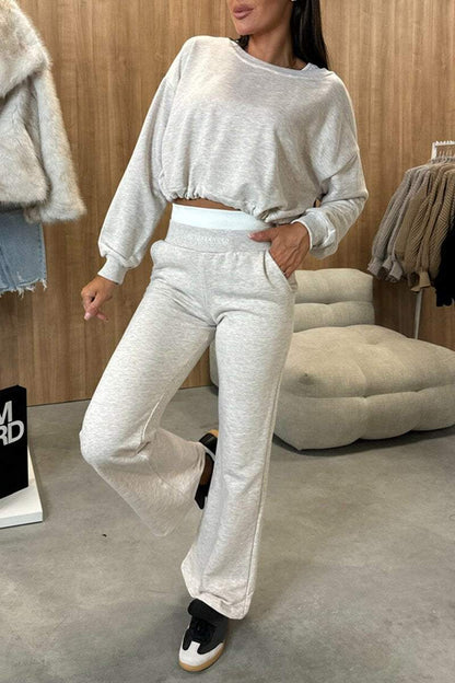 Women's Round Neck Long Sleeve Casual Sweatshirt Suit Pant sets sets Two piece sets