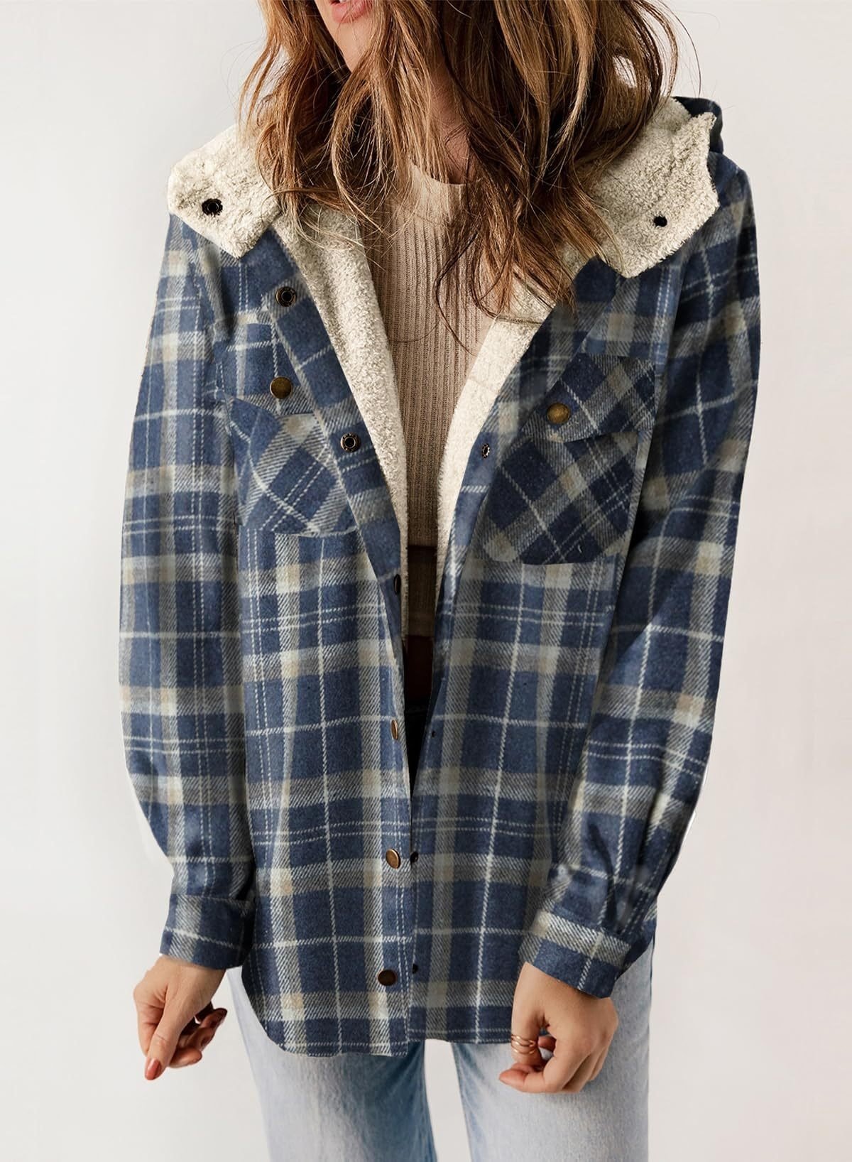 Thickened Flannel Plaid Jacket Coat With Hood