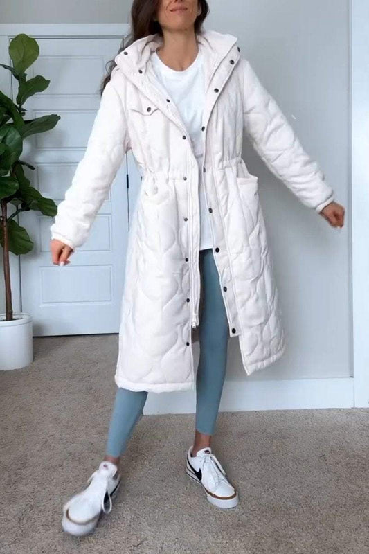 Women's Casual Hooded Single-breasted Long Cotton Coat Coats Cotton Top