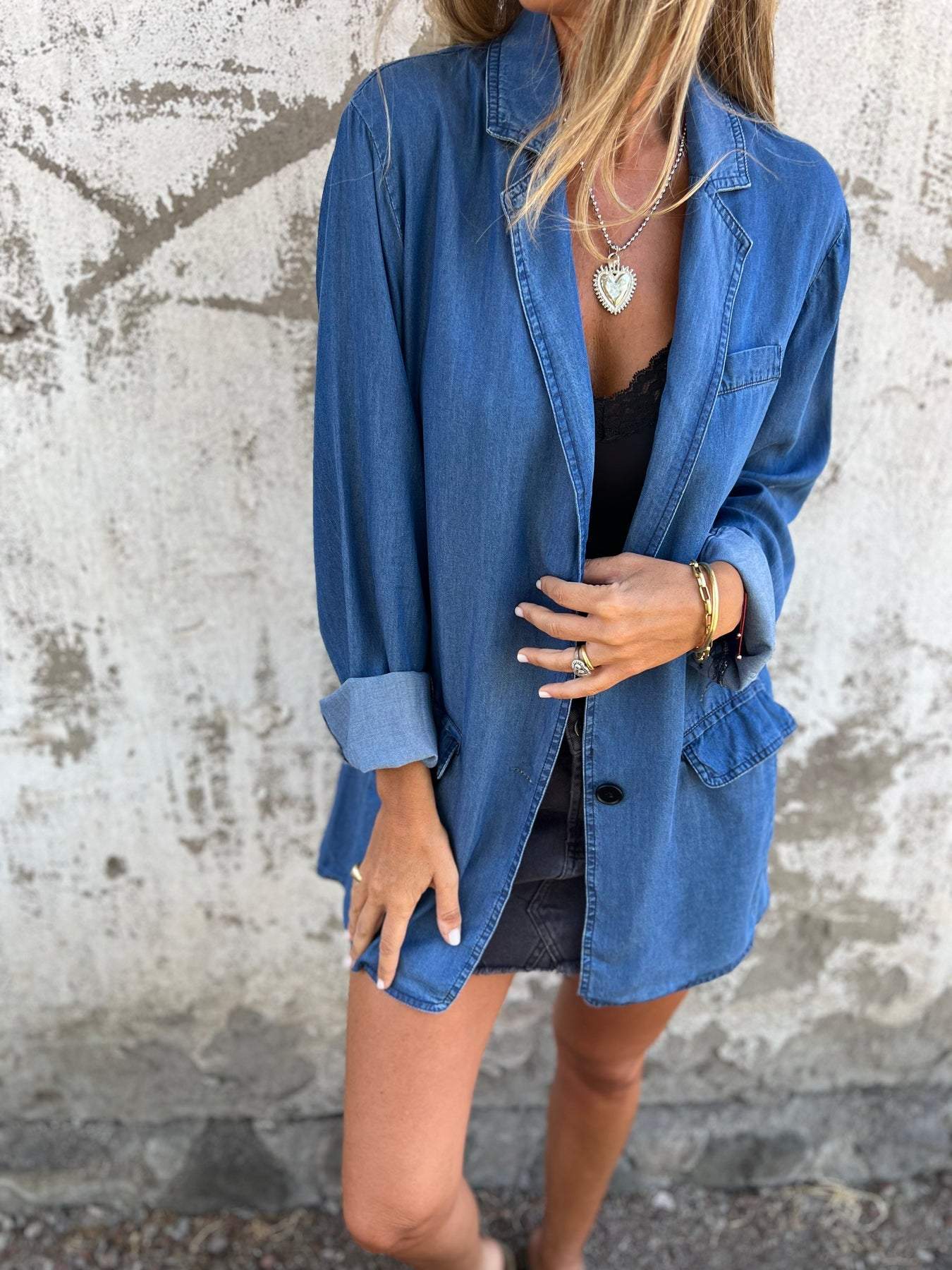 Denim Suit Casual Jacket cotton and linen Jacket