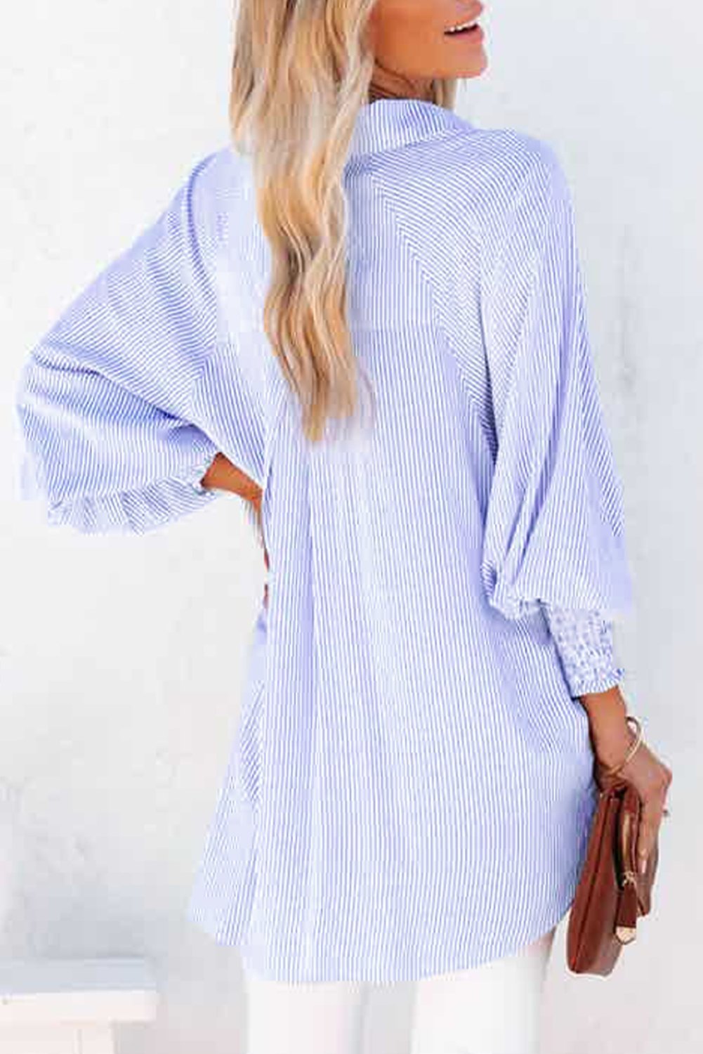 Women's Lapel Long Sleeve Striped Casual Shirt tops