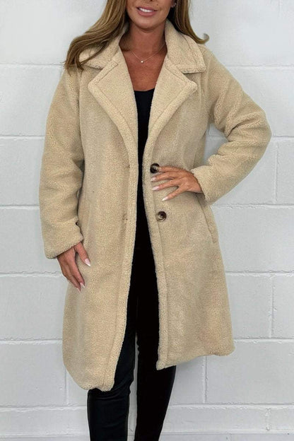 Women's solid color teddy coat Coats Overcoats Tops