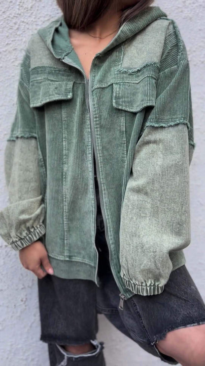 Women's Casual Solid Corduroy Jacket Cardigan Jacket Top