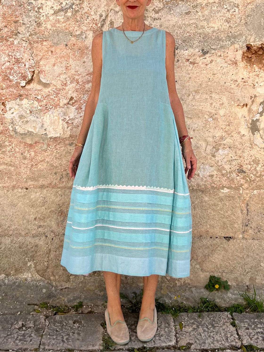 Women's Sleeveless Cotton And Linen Dress Dress