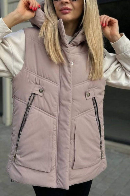 Solid Color Casual Zipper Vest Jacket Jacket Tops