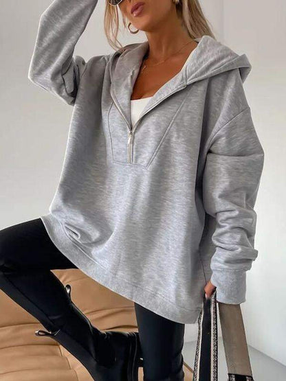 Women's Hooded Half-zip Long-sleeved Casual Sweatshirt Sweatshirt tops