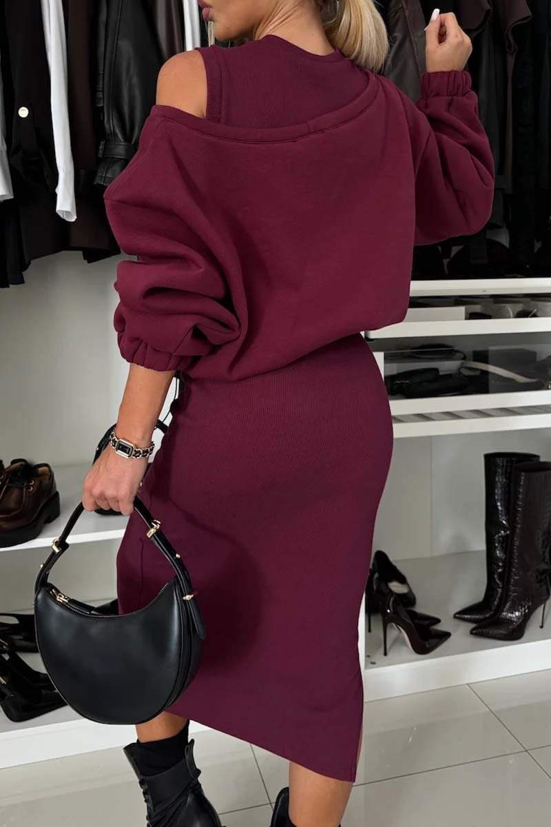 Women's Solid Color Pullover Hoodie Sleeveless Side Open Dress Set Sets Two piece sets