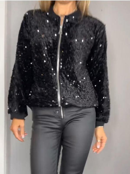 Women's Sequined Casual Coat + Sequined Skirt Sets Two piece sets