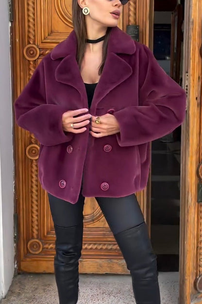 Women's Casual Lapel Plush Coat Coats Cotton Top