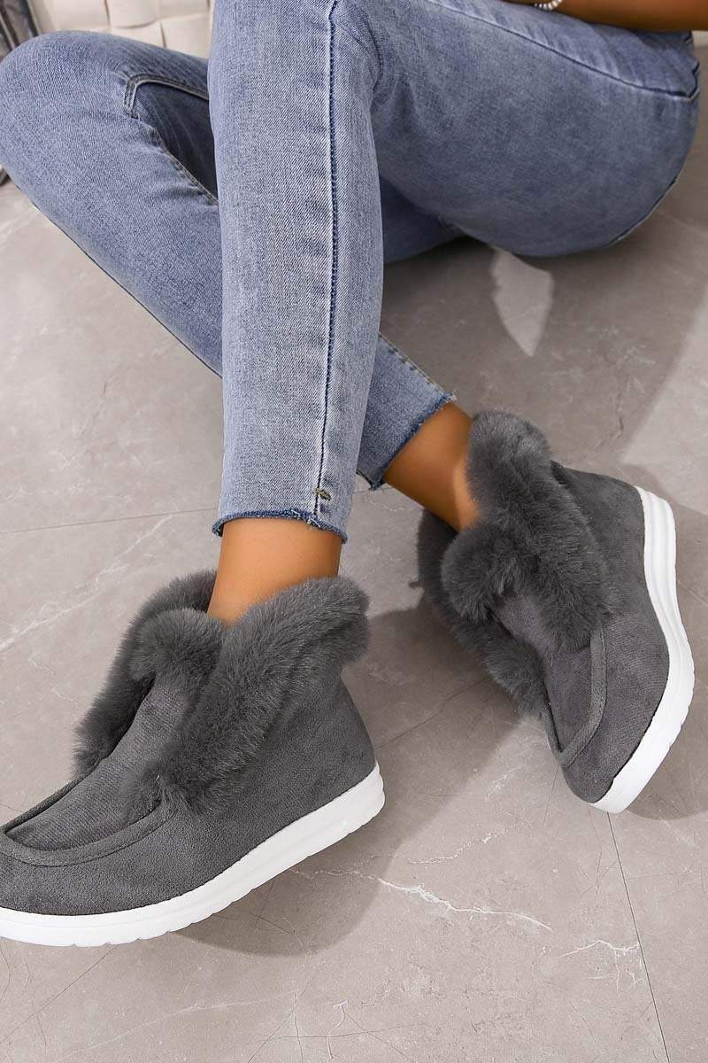 Women's cotton suede round toe casual plush shoes Shoes