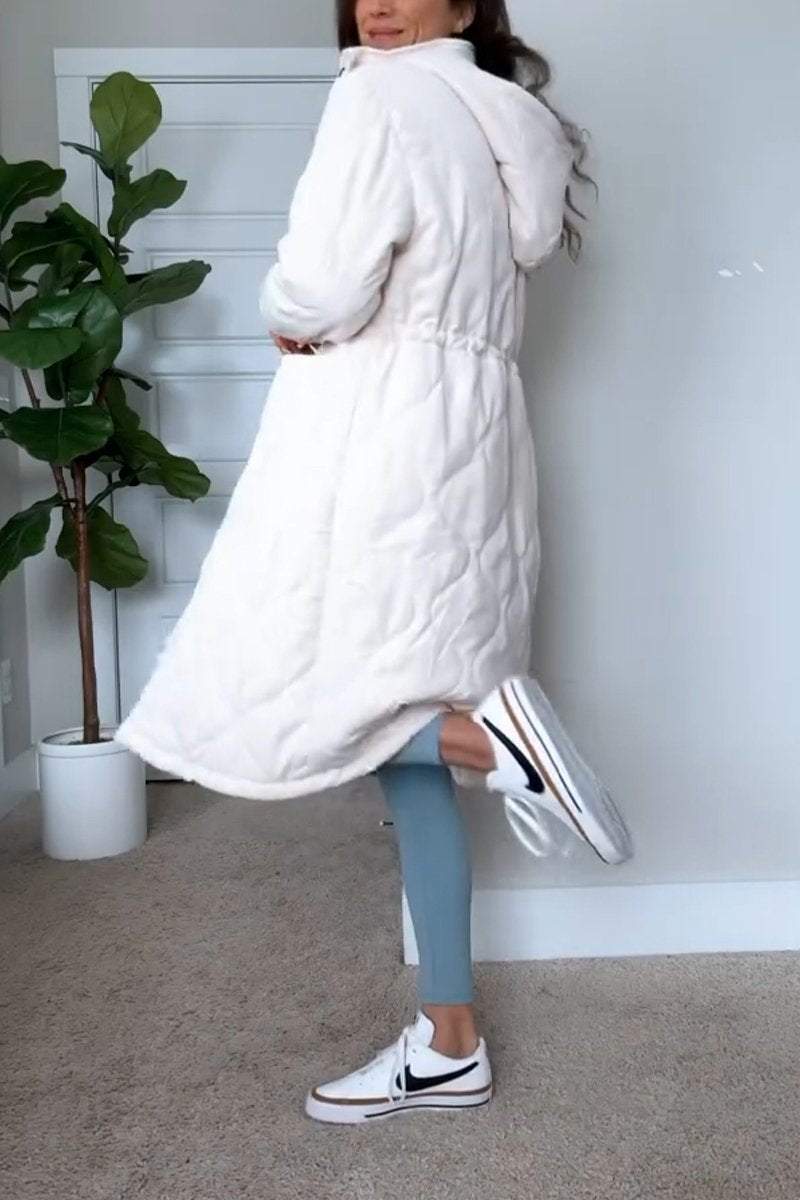 Women's Casual Hooded Single-breasted Long Cotton Coat Coats Cotton Top