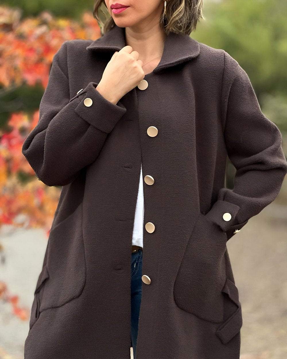 Women's Solid Color Casual Side Bow Top Coat