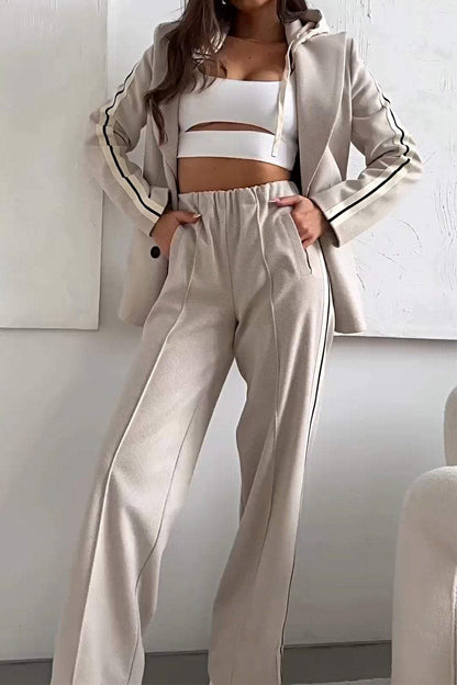 Women's Contrast Color Casual Suit Top & Pants Two-piece Set Pant sets Set