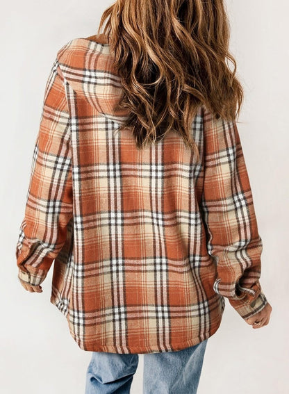 Thickened Flannel Plaid Jacket Coat With Hood