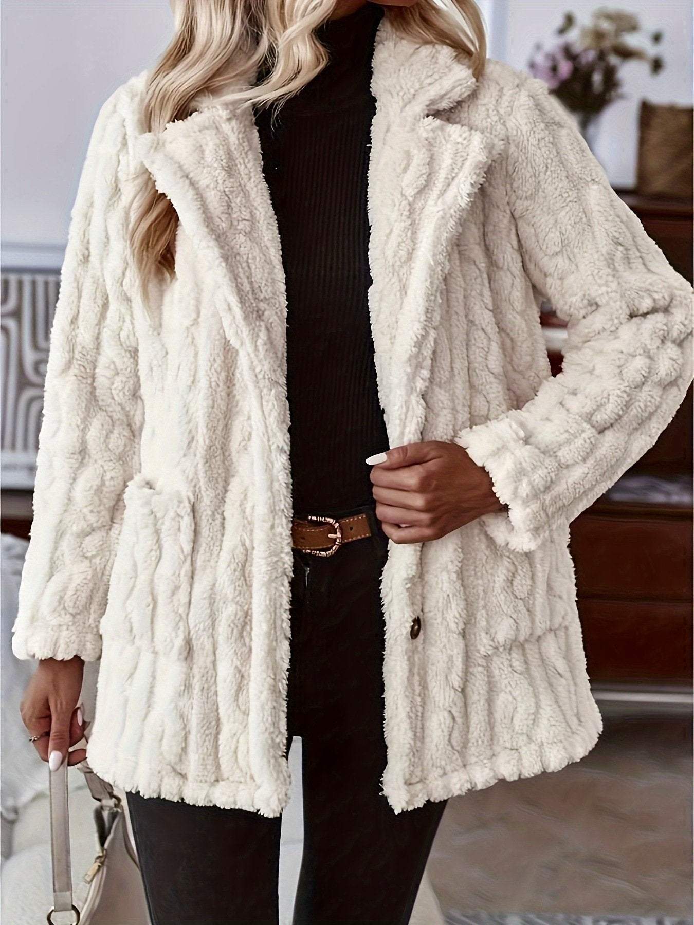 Women's Casual Lapel Water Ripple Double-sided Plush Coat Coat Cotton