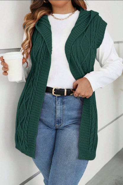 Women's casual sleeveless hooded knitted cardigan cardigans sweaters Top