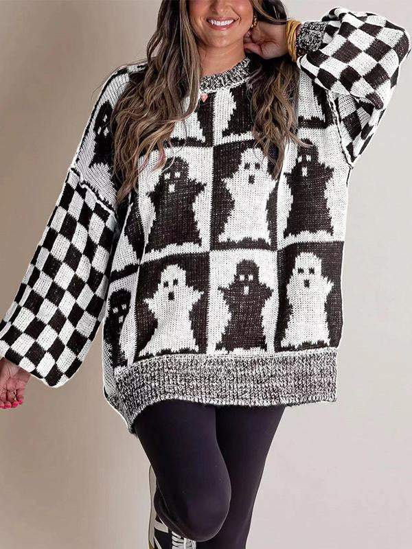 Women's Round-neck Halloween Loose Knitted Sweater Cotton Sweater