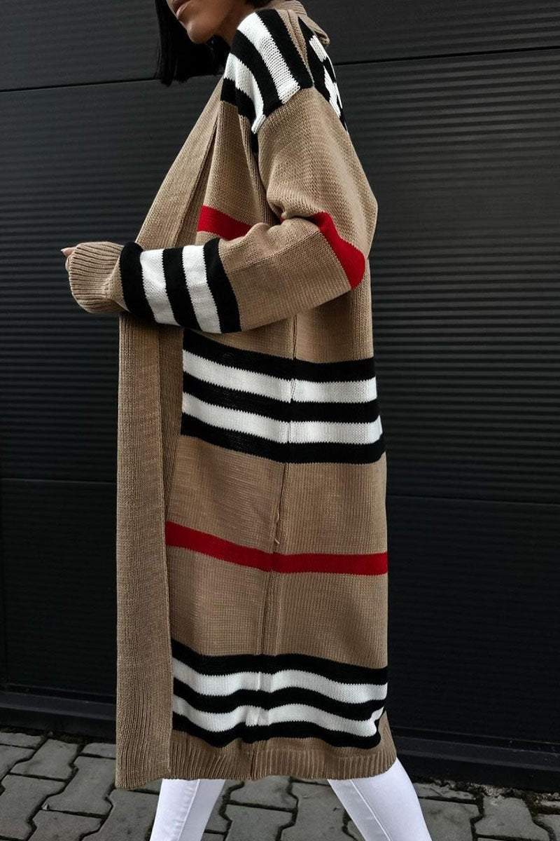 Casual Striped Long Sleeve Sweater Coat Coat Sweater Tops