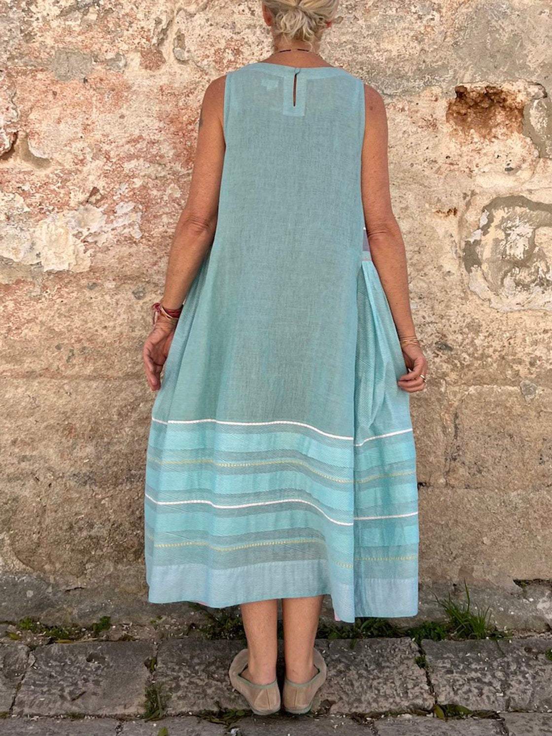 Women's Sleeveless Cotton And Linen Dress Dress