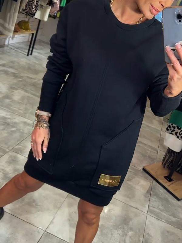 Women's Round Neck Long Sleeve Sweater Dress Dress Mini Dress