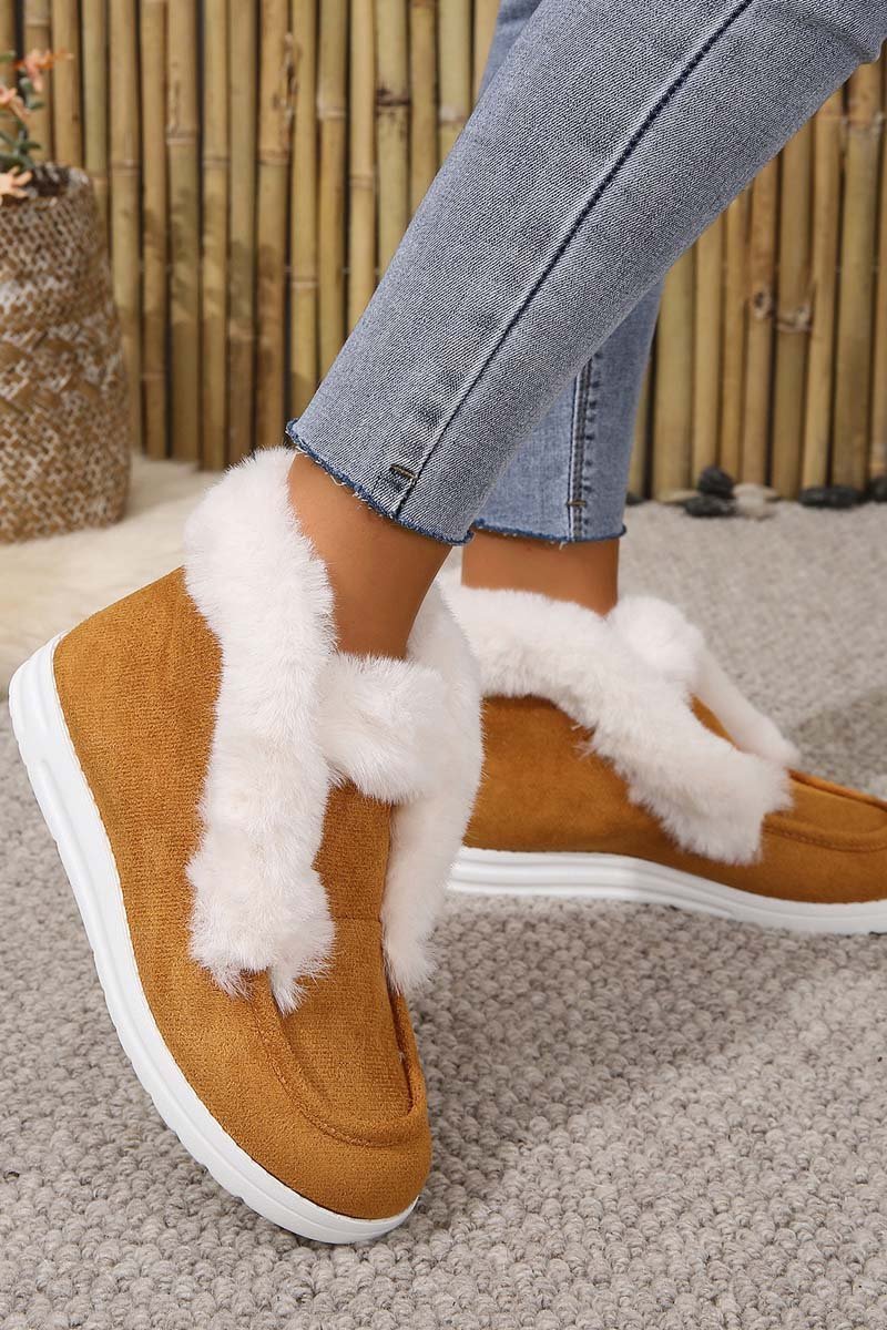 Women's cotton suede round toe casual plush shoes Shoes