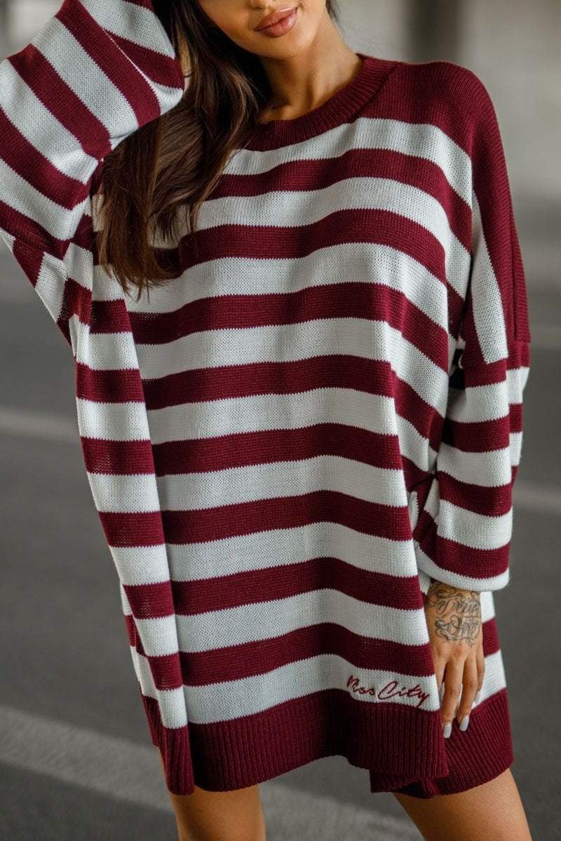 Casual Striped Long Sleeve Pullover Sweater Sweater Tops