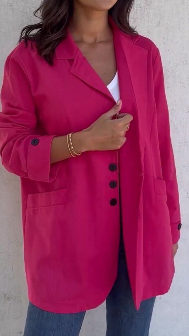 Women's Pink Cardigan Breasted Casual Top Coat coat