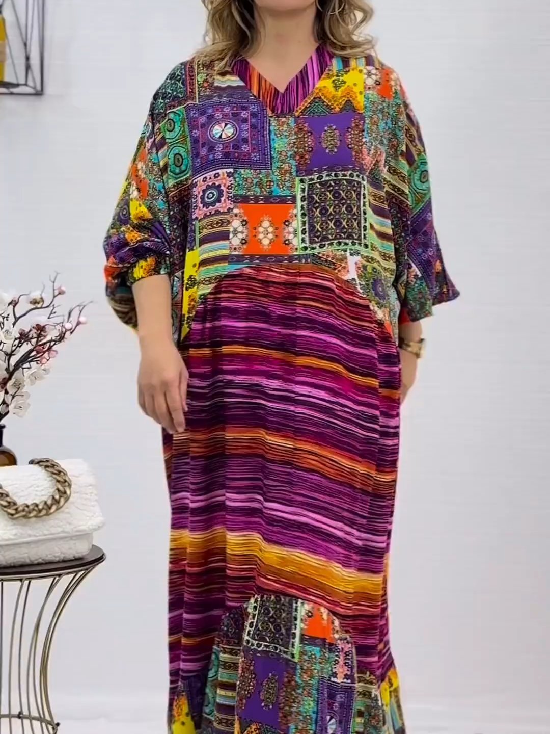 Women's colorful patchwork printed dress Dress