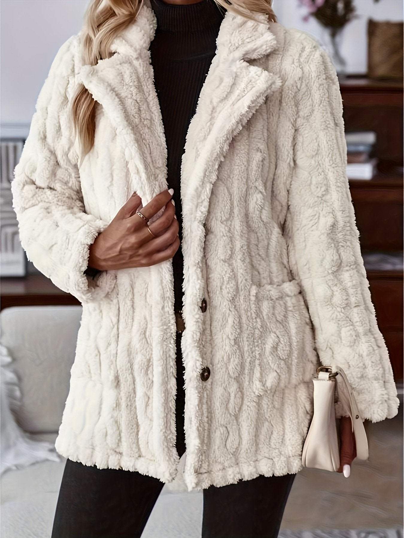 Women's Casual Lapel Water Ripple Double-sided Plush Coat Coat Cotton