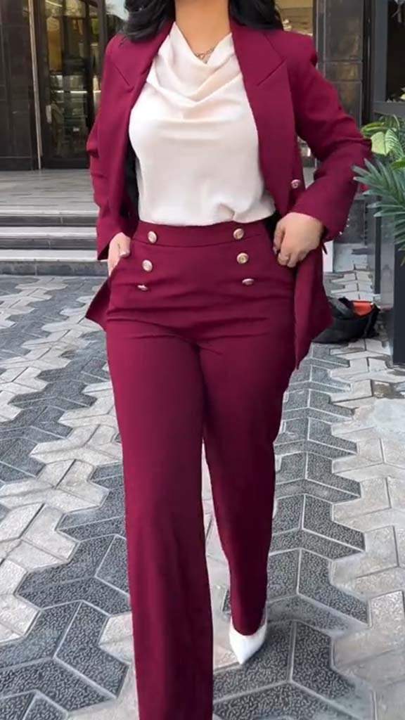 Women's Casual Long Sleeve Blazer Suit Suit