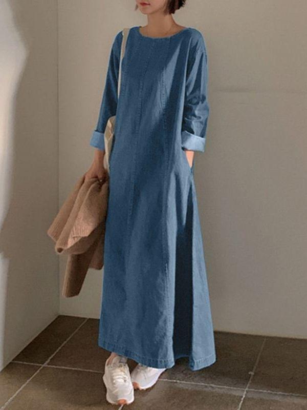 Women's Casual Long Sleeve Denim Dress Denim Dress