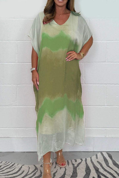 Women's long Chiffon Maxi Dip Dye Dress Fashion Trends