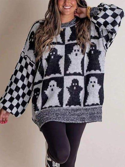 Women's Round-neck Halloween Loose Knitted Sweater Cotton Sweater