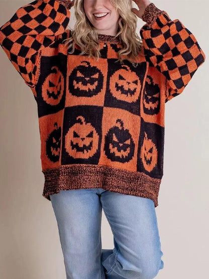 Women's Round-neck Halloween Loose Knitted Sweater Cotton Sweater