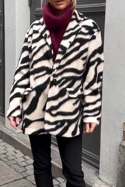 Casual zebra print coat Coats jackets Top