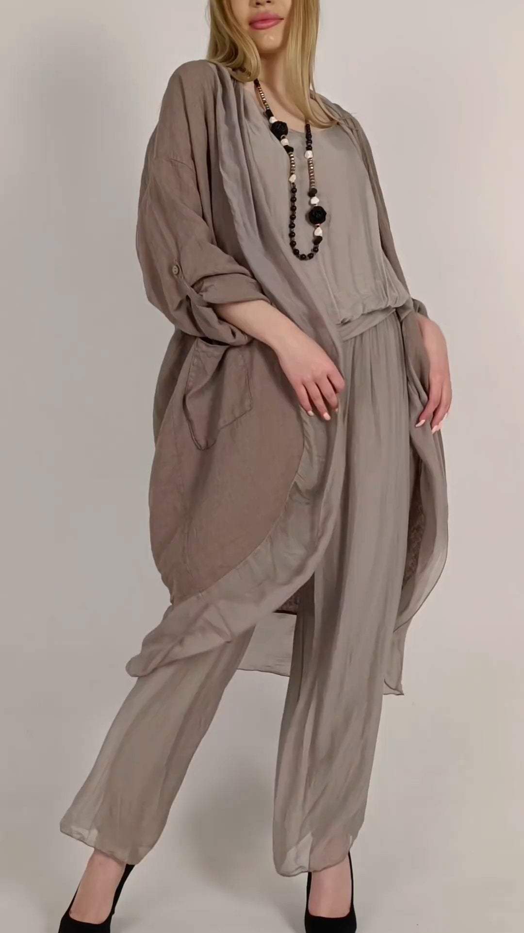 Women's Round Neck Chiffon Comfortable Loose Casual Three-piece Suit Suit