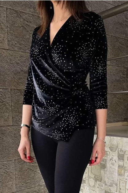 Women's V-neck Sequined Top Top