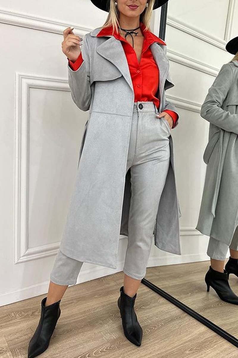 Women's fashionable long coat pants suit Pant sets Sets Two piece sets