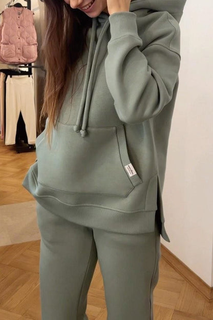 Women's solid color hooded pullover pants set Suits Two-piece set