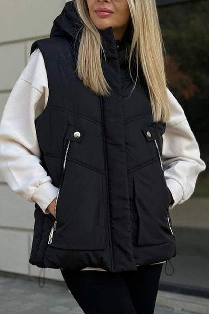 Solid Color Casual Zipper Vest Jacket Jacket Tops