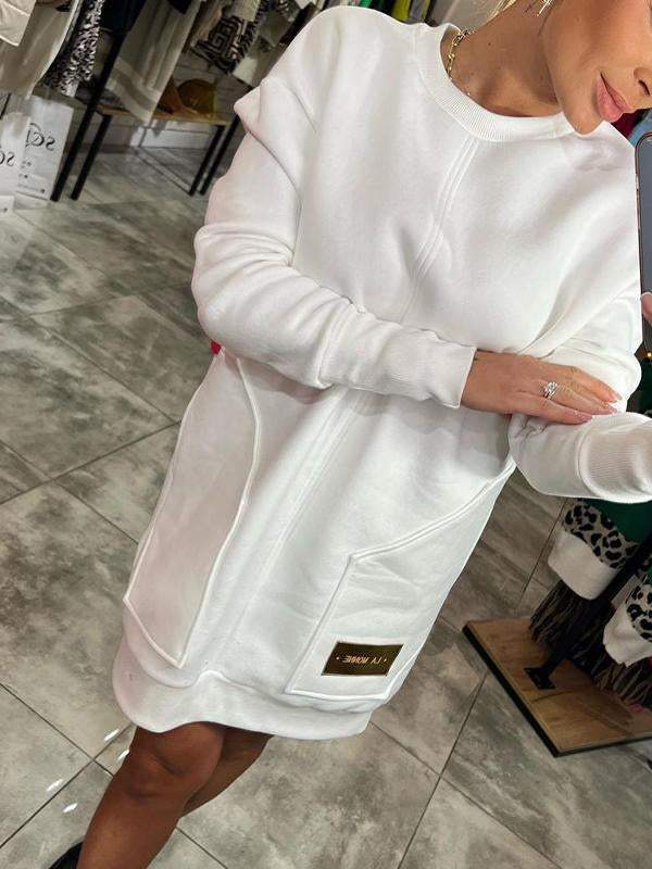 Women's Round Neck Long Sleeve Sweater Dress Dress Mini Dress