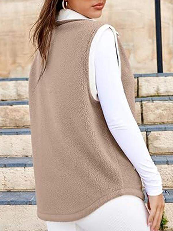 Women's Lapel Plush Vest Tops Vest