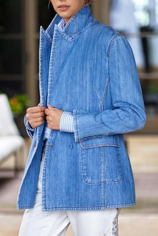 Women's Casual Solid Color Denim Blazer Coats skirts Top