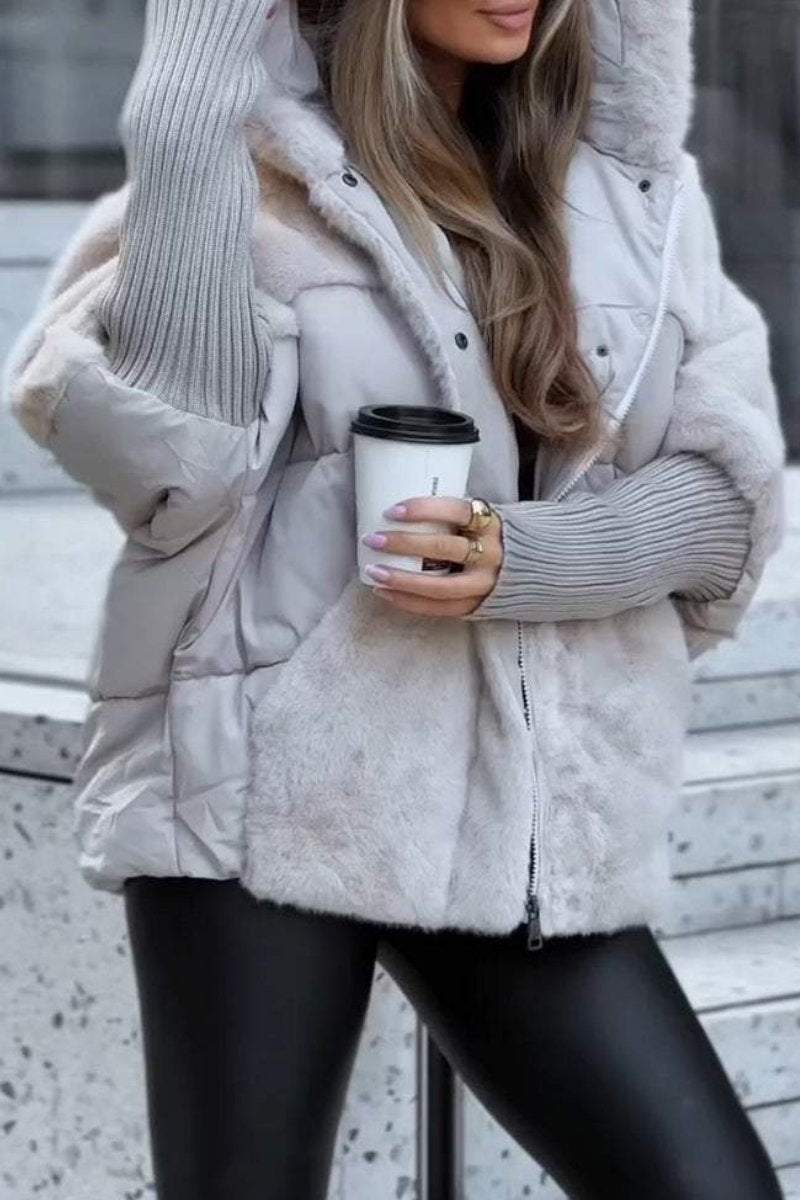 Women's Winter Multicolor Hooded Thermal Jacket grey Coats Tops