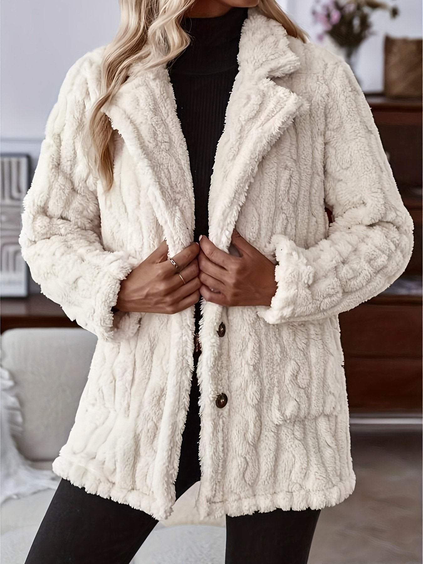 Women's Casual Lapel Water Ripple Double-sided Plush Coat Coat Cotton